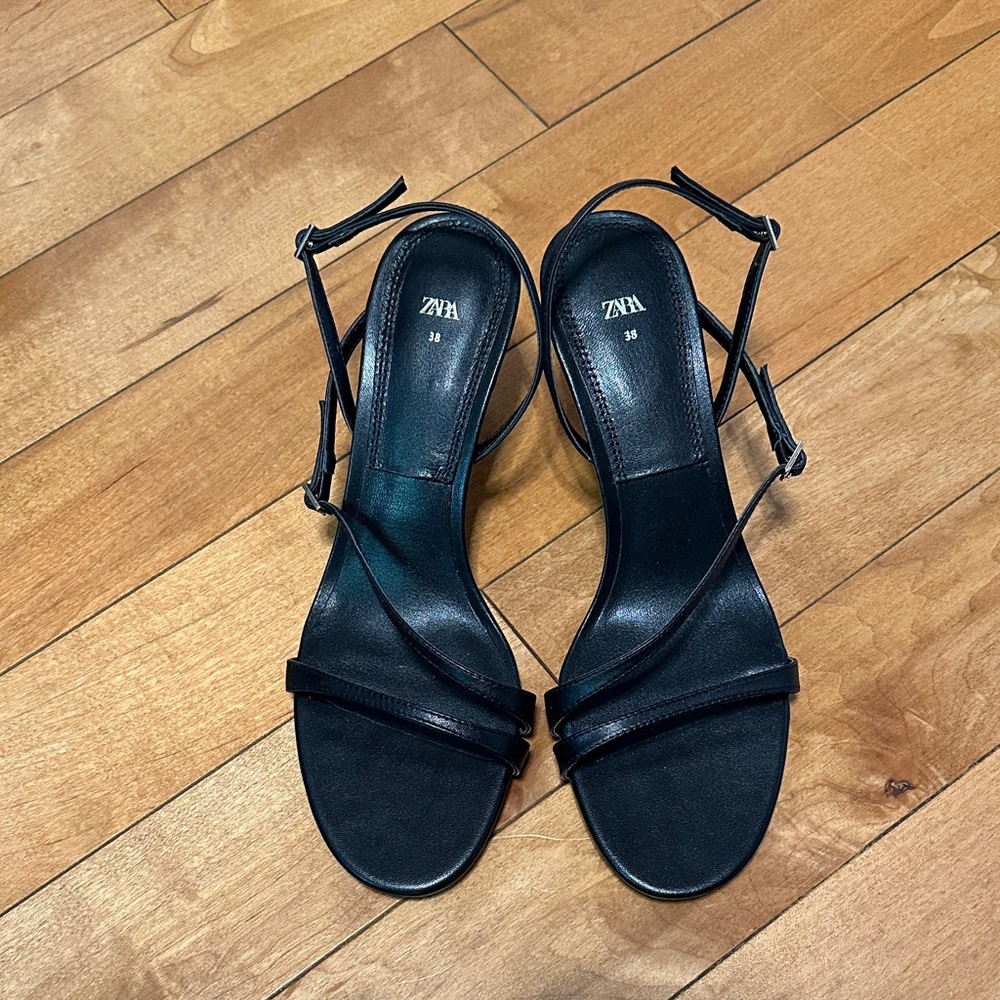 Zara Elegant Black Strappy Heels